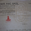 Chema akc. spol. Olomouc - Lutín - firemní papír 15. září. 1939